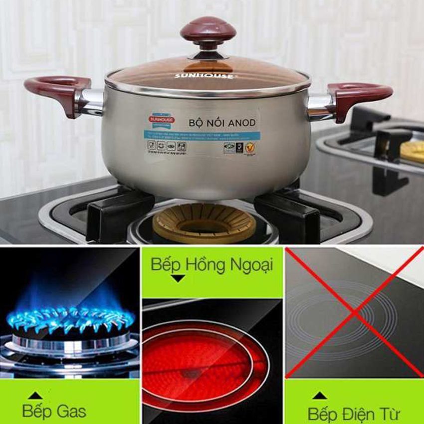 Bộ nồi Anod Sunhouse SH8831QT - Hàng chính hãng