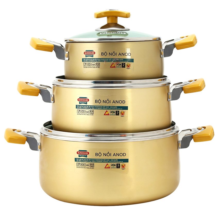 Bộ nồi Anod Sunhouse SH8834 - Hàng chính hãng