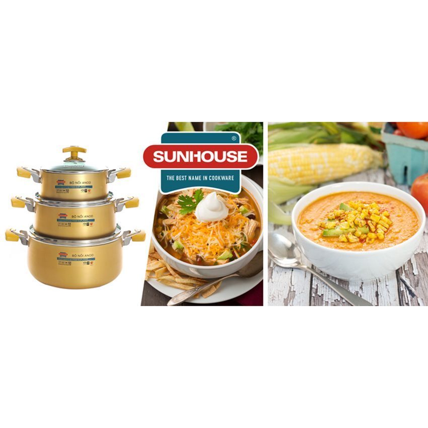 Bộ nồi Anod Sunhouse SH8834 - Hàng chính hãng