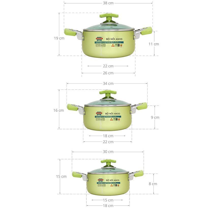 Cấu tạo của bộ nồi Anod Sunhouse SH8835