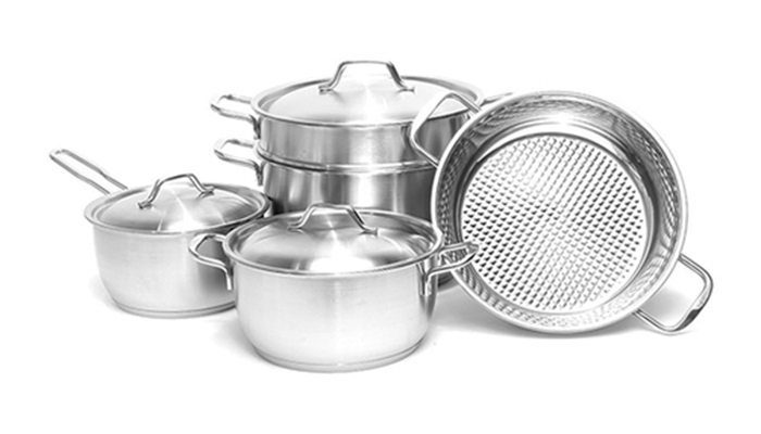 Bộ 5 nồi chảo 3 đáy nắp inox FiveStar FS08C - Hàng chính hãng