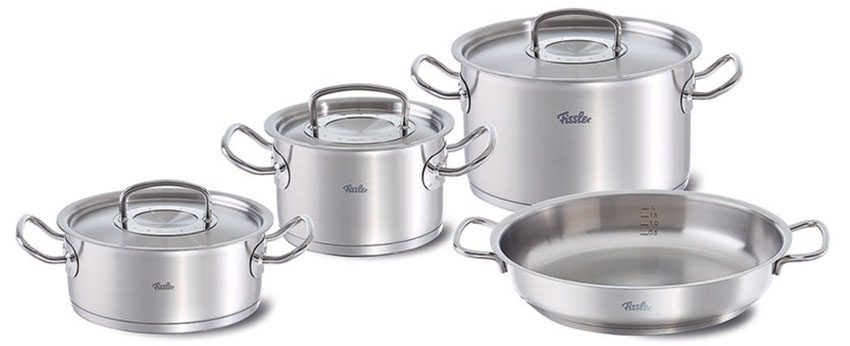 Bộ nồi chảo 4 món Fissler ORIGINAL PRO 084-133-04-000 nắp inox - Hàng chính hãng