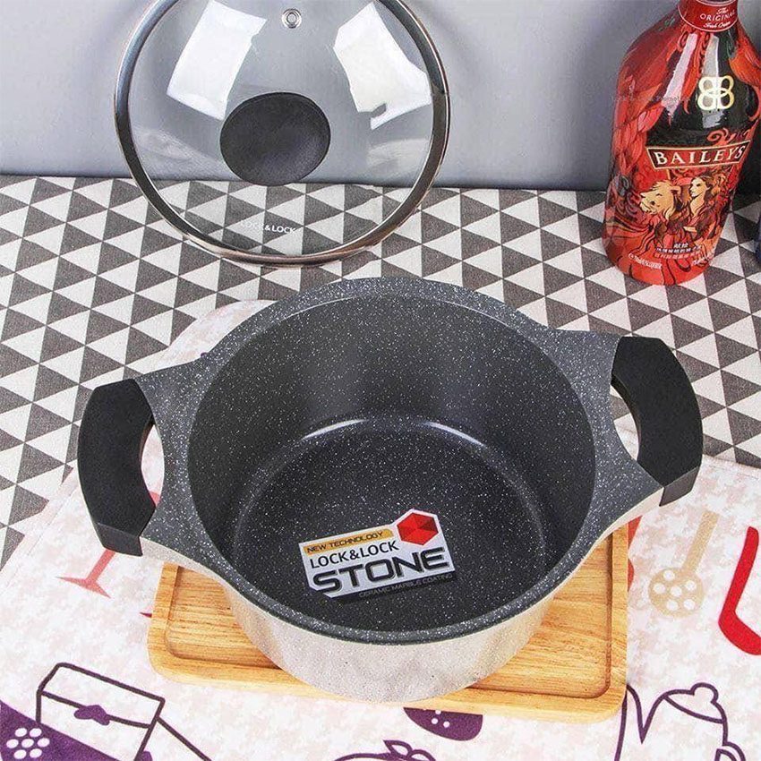 Bộ nồi chảo đá Lock&Lock Vitamin Stone LCA6244DS02 - Hàng chính hãng