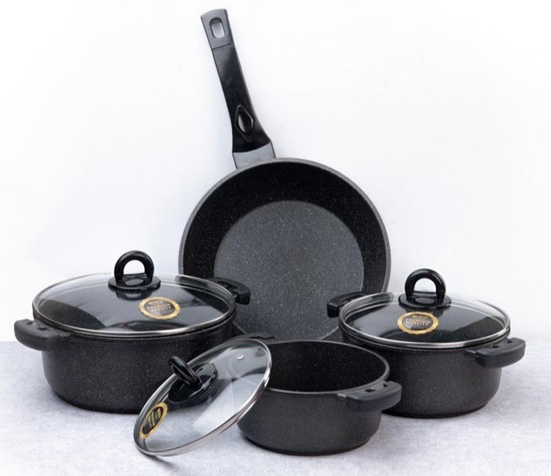 Bộ nồi chảo đá đúc đáy từ Bennix Terra BN-01HOME - Hàng chính hãng