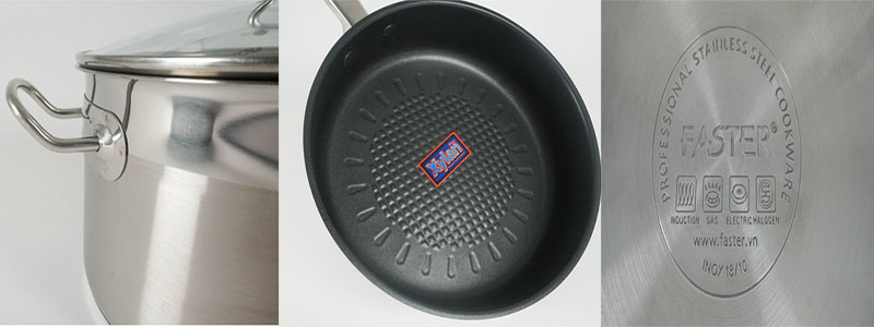 Bộ nồi chảo inox 6 món Faster Diamond - Hàng chính hãng