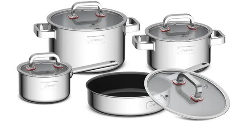Bộ nồi chảo inox Elmich Diamond EL3329 - Hàng chính hãng