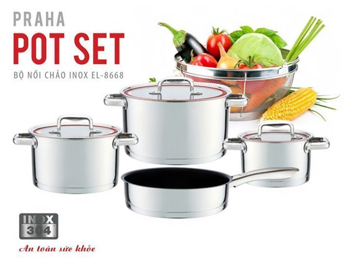 Bộ nồi chảo inox Elmich Praha EL8668