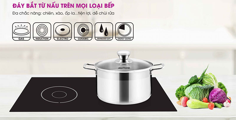 Bộ nồi chảo inox Mutosi MC-347 - Hàng chính hãng