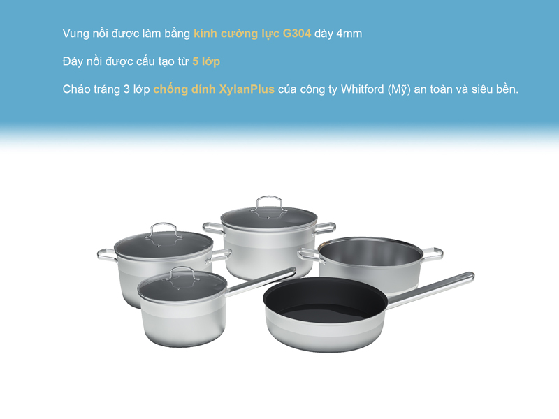 Bộ nồi chảo Lorca TA-5012 - Hàng chính hãng