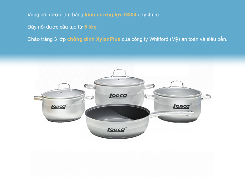 Bộ nồi chảo Lorca TA-5018 - Hàng chính hãng