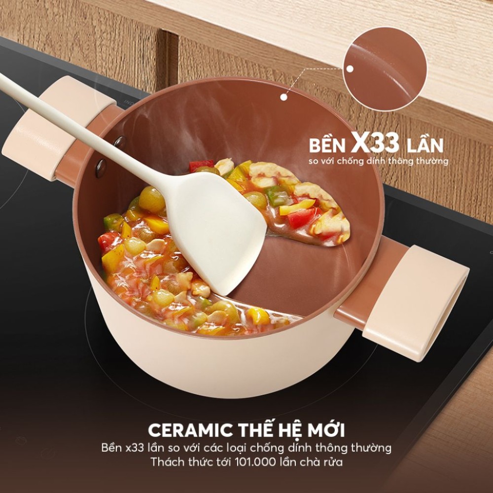 Bộ nồi chống dính Ceramic Elmich Mocha EL5243MC04 - Hàng chính hãng