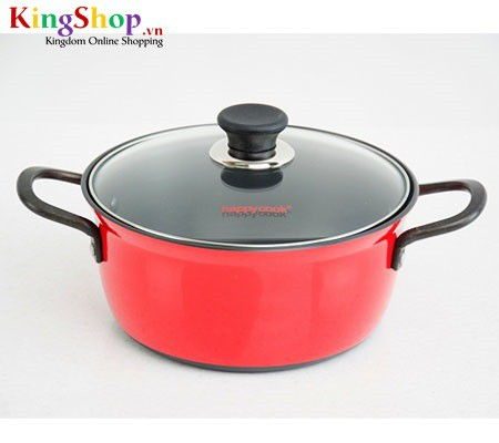 Bộ nồi hợp kim nhôm cứng Hard Anodized Happy Cook HA06R - Màu đỏ - Hàng chính hãng