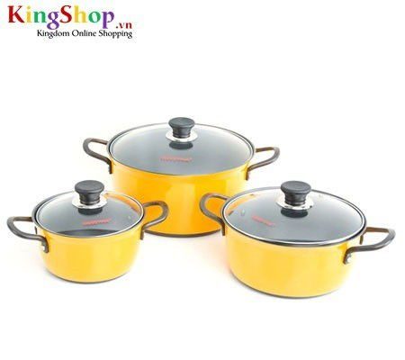 Bộ nồi hợp kim nhôm cứng Hard Anodized Happy Cook HA06YL