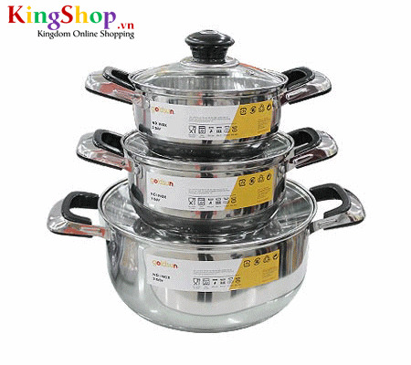 Bộ nồi inox 3 đáy Goldsun GE02-3306SG - Hàng chính hãng