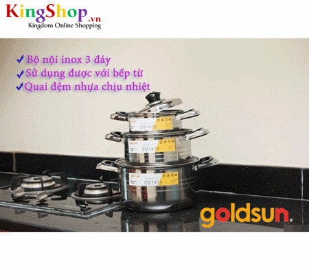 Bộ nồi inox 3 đáy Goldsun GE02-3306SS - Hàng chính hãng