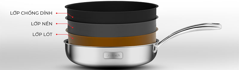 Bộ nồi chảo inox cao cấp 3 lớp đáy liền Elmich Trimax 2353742 - Hàng chính hãng