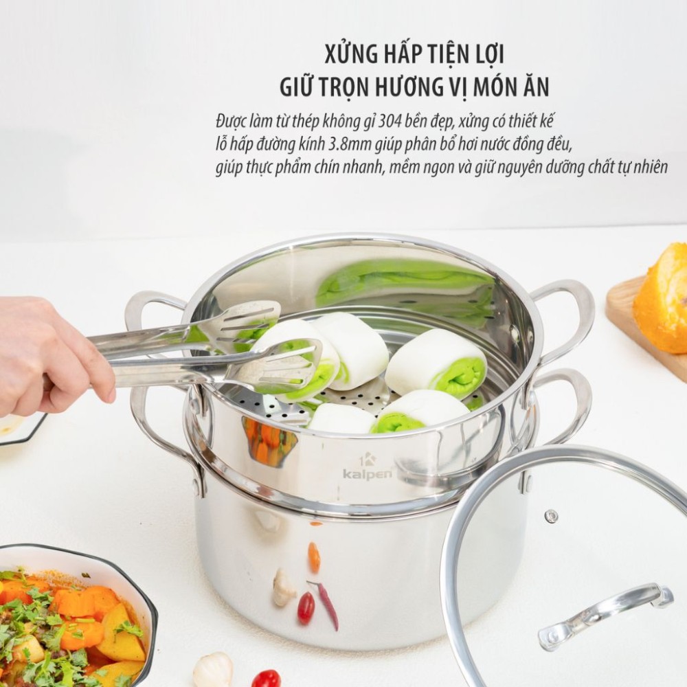 Bộ nồi Inox 3 lớp đúc liền khối Kalpen Kampfer KF3 - Hàng chính hãng