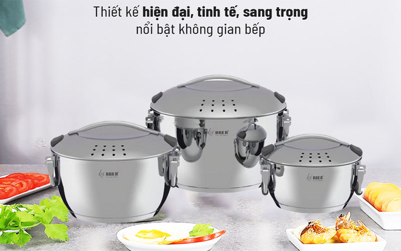 Bộ nồi inox 3 món Arber PHANTOM - Hàng chính hãng