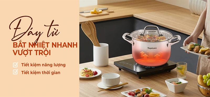 Bộ nồi inox 3 món Nagakawa NAG1360 - Hàng chính hãng