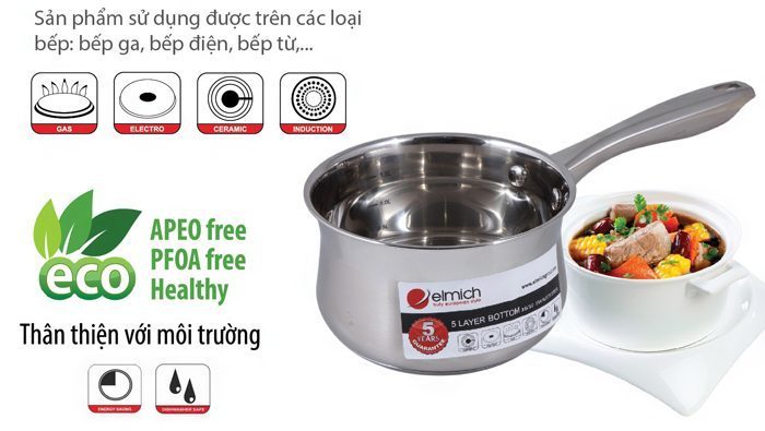 Bộ nồi inox 5 đáy Elmich Ibiza EL0124 - Hàng chính hãng