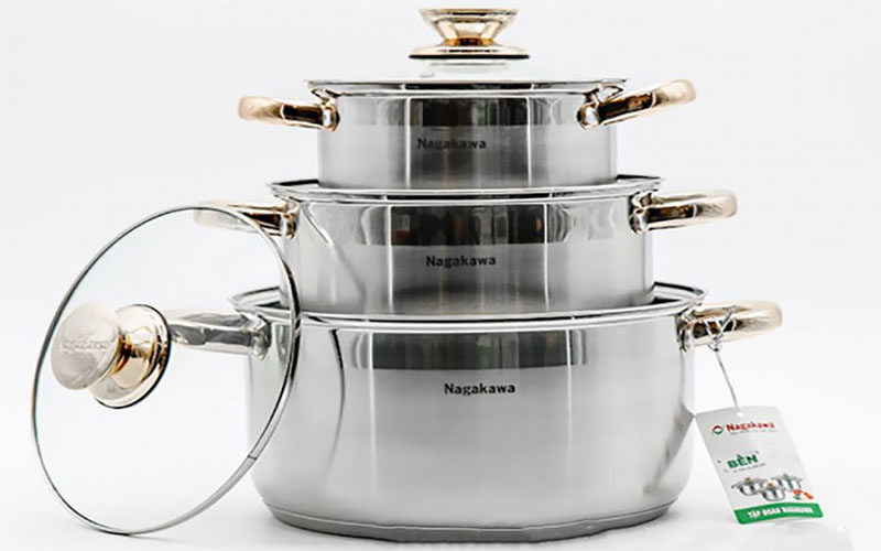 Bộ nồi inox 5 đáy Nagakawa NAG1301 - Hàng chính hãng
