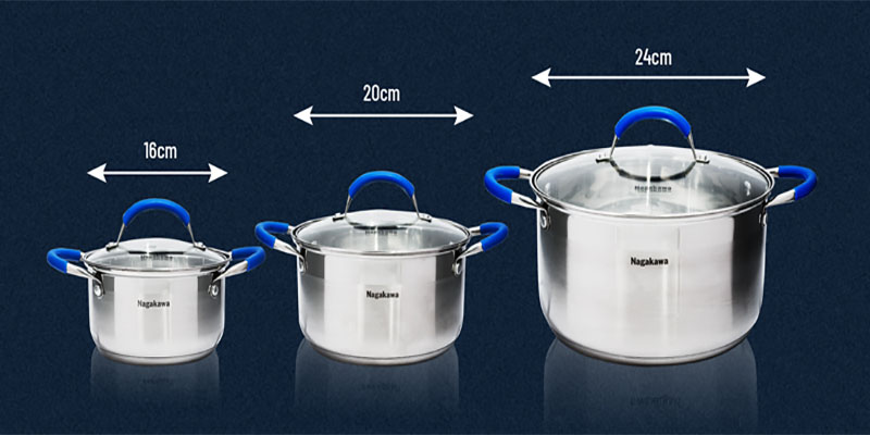 Bộ nồi inox 5 đáy Nagakawa NAG1302 - Hàng chính hãng