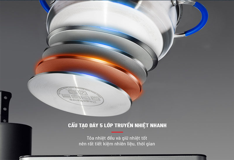 Bộ nồi inox 5 đáy Nagakawa NAG1302 - Hàng chính hãng