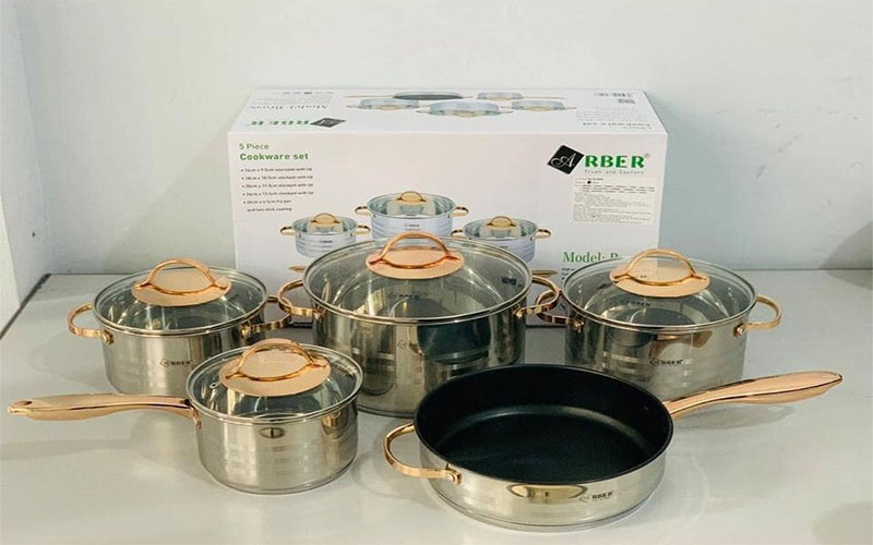 Bộ nồi inox 5 món Arber BRASS - Hàng chính hãng