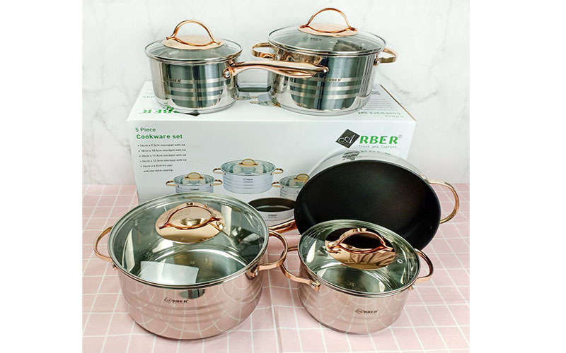 Bộ nồi inox 5 món Arber BRASS - Hàng chính hãng