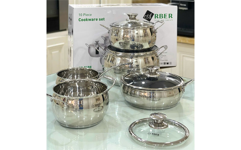 Bộ nồi inox 5 món dáng bầu Arber AN-06BB