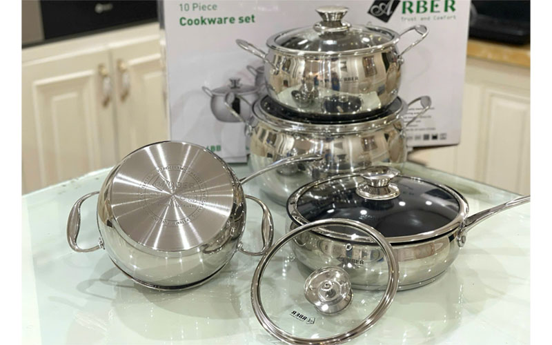 Bộ nồi inox 5 món dáng bầu Arber AN-06BB
