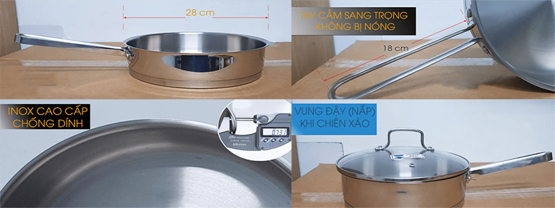 Bộ nồi inox 5 món đáy từ Malloca SA-1503 - Hàng chính hãng