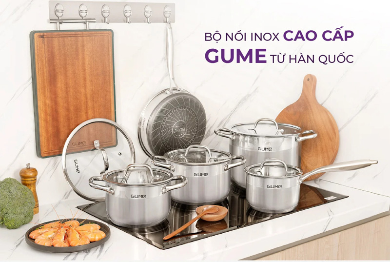 Bộ nồi inox 5 món Gume GMPPS-2201 - Hàng chính hãng