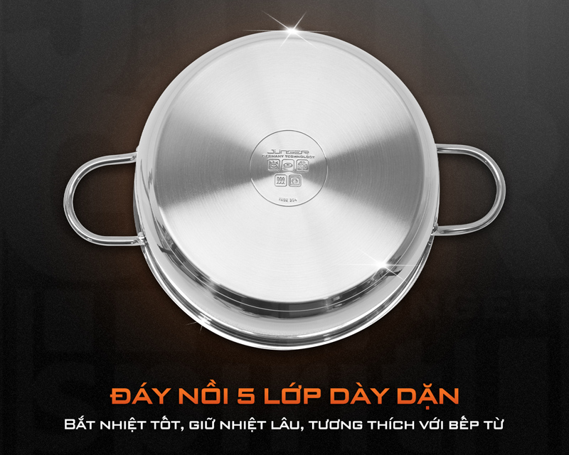 Bộ nồi inox 5 chi tiết Junger CWJ-050 - Hàng chính hãng