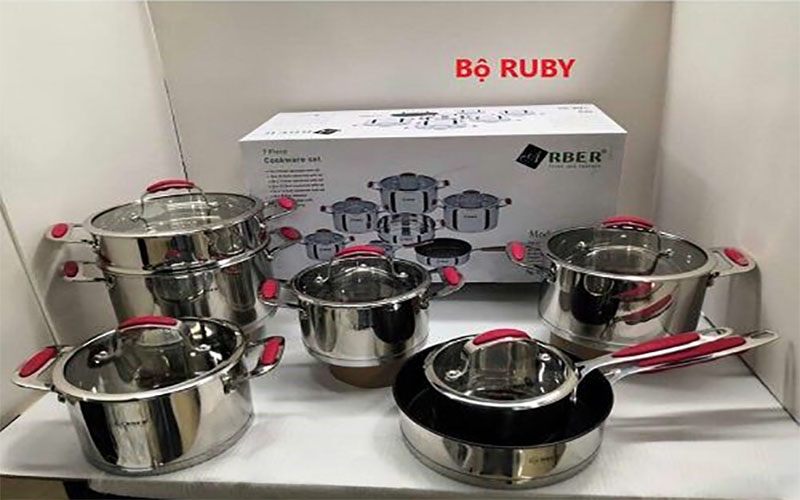 Bộ nồi inox 7 món Arber RUBY - Hàng chính hãng