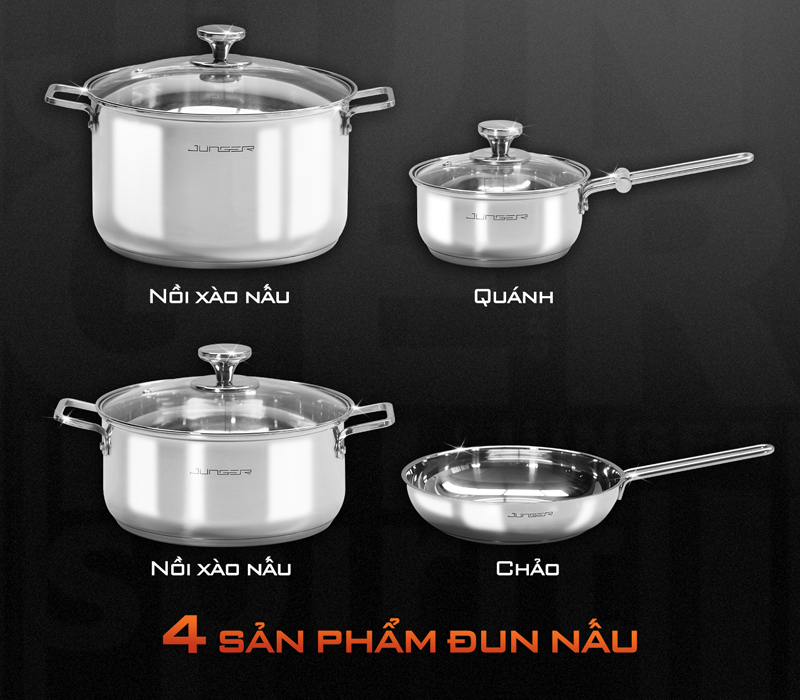 Bộ nồi inox 7 món Junger CWJ-070  - Hàng chính hãng