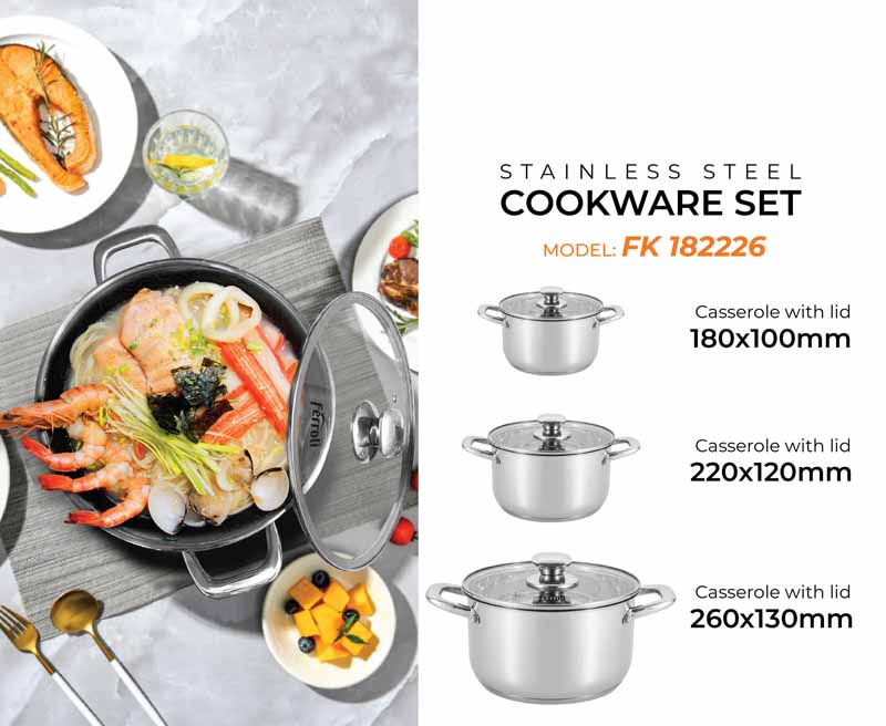 Bộ nồi inox Ferroli FK182226 - Hàng chính hãng