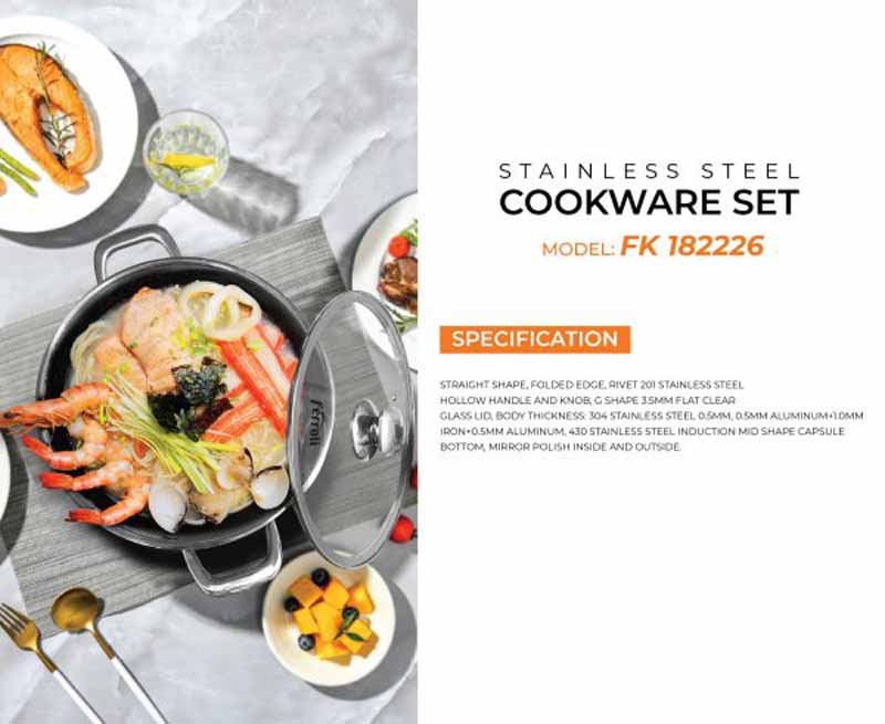 Bộ nồi inox Ferroli FK182226 - Hàng chính hãng
