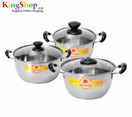 Bộ nồi inox 3 đáy Goldsun GE21-3306SG - Hàng chính hãng