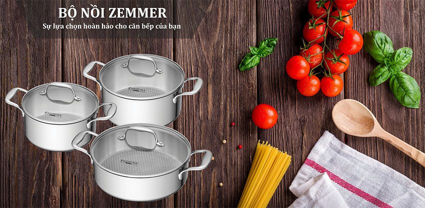 Bộ nồi inox Zemmer D824SS - Hàng chính hãng