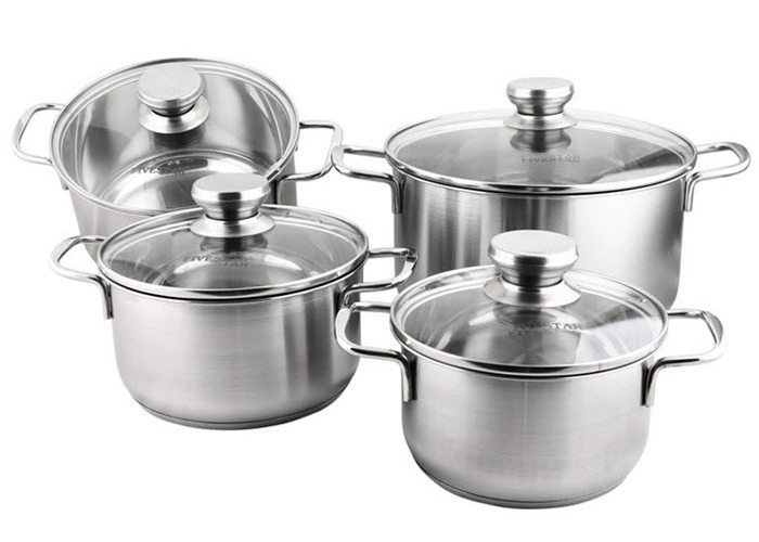 Bộ nồi inox 3 đáy nắp kính Fivestars FS08CG - Hàng chính hãng