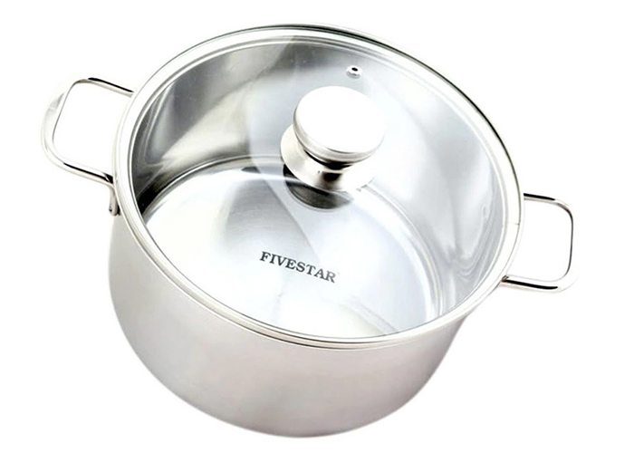 Bộ nồi inox 3 đáy nắp kính Fivestars FS08CG - Hàng chính hãng