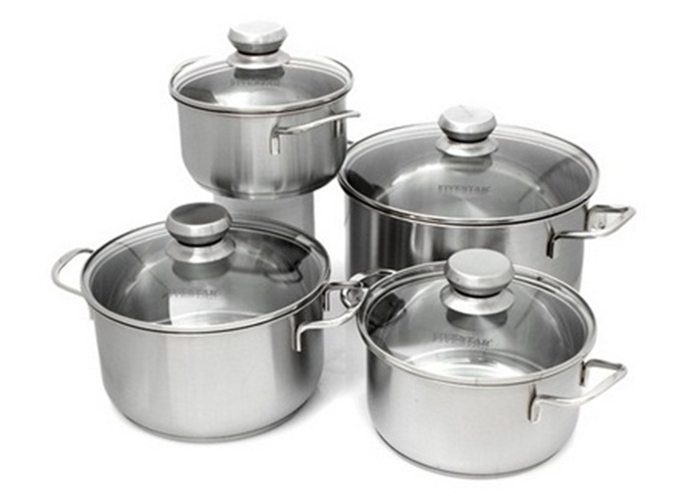 Bộ nồi inox 3 đáy nắp kính Fivestars FS08CG - Hàng chính hãng