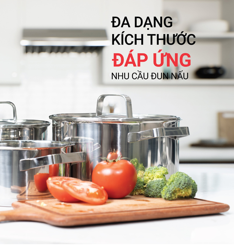 Bộ nồi inox 304 5 đáy Kalpen Mendy MD1 - Hàng chính hãng