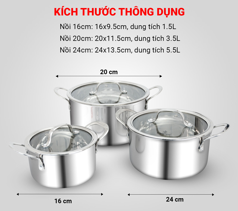 Bộ nồi inox 3 lớp Kalpen Kampfer KF1 - Hàng chính hãng