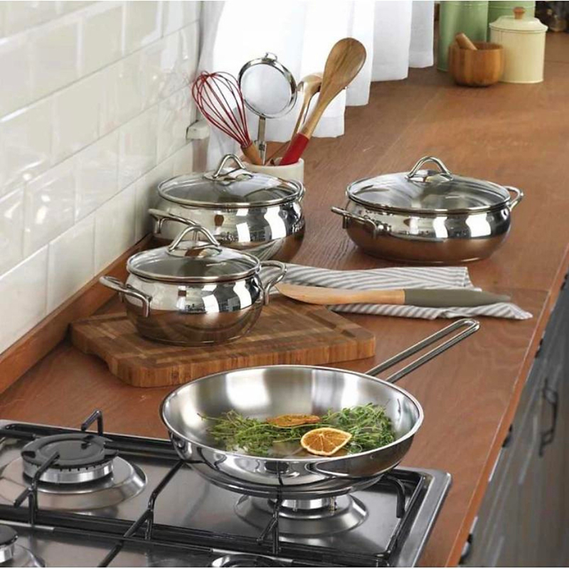 Bộ nồi chảo inox Korkmaz Tombik A1800 - 9 món - Hàng chính hãng