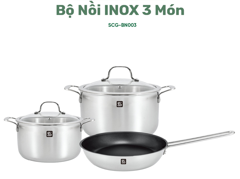 Bộ nồi inox liền khối Smart Choice BN003 - Hàng chính hãng