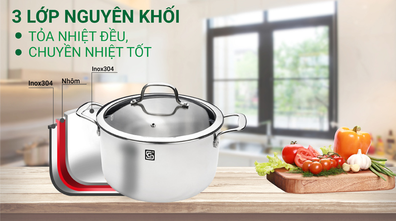 Bộ nồi inox liền khối Smart Choice BN003 - Hàng chính hãng
