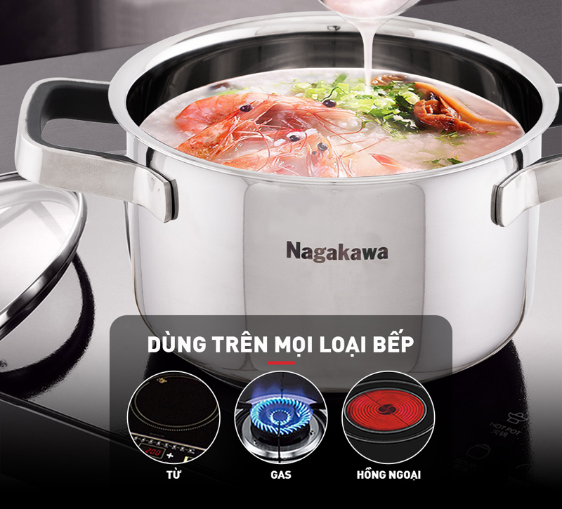 Bộ nồi đáy từ cao cấp Nagakawa NAG1353 - Hàng chính hãng