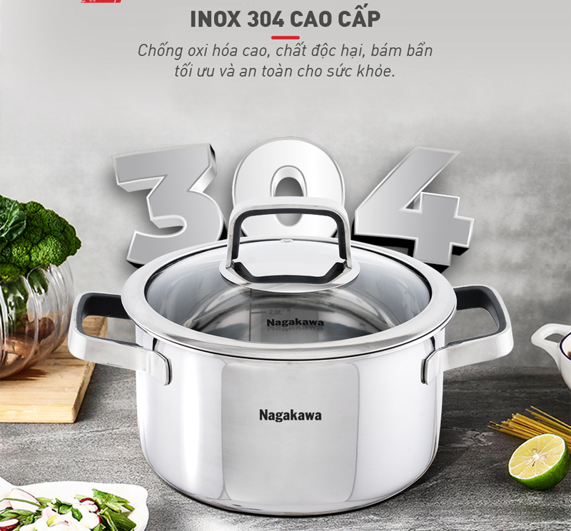 Bộ nồi đáy từ cao cấp Nagakawa NAG1353 - Hàng chính hãng